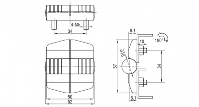 Петля накладная 57х50 черная 4210