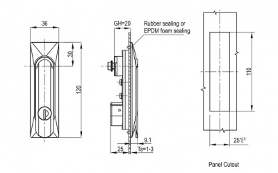 Замок с поворотной ручкой 2402