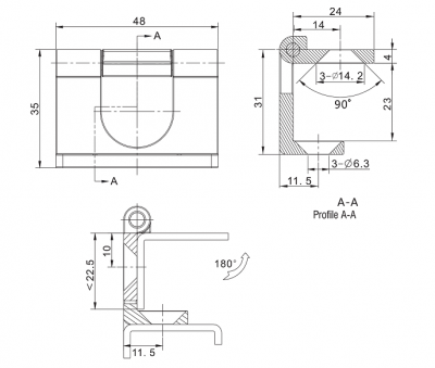 Петля угловая 4622