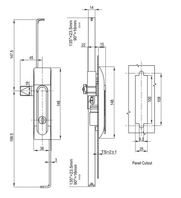 Замок с механизмом тяг 2214