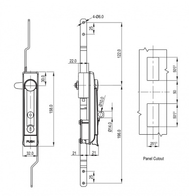 Замок с механизмом тяг 2212