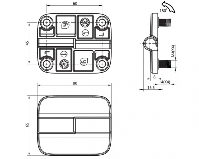 Петля накладная 65х80 М8 черная 4218
