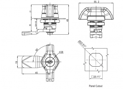 Замок на четверть поворота 2808