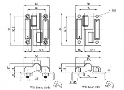Петля накладная 64х50 М5 черная 4212
