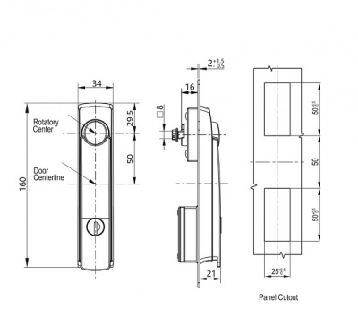 Замок с поворотной ручкой 2204