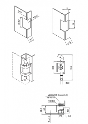 Петля угловая 4648 SUS316