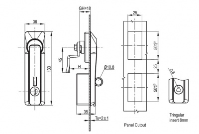 Замок ЦМО с поворотной ручкой ШТВ-Н-И