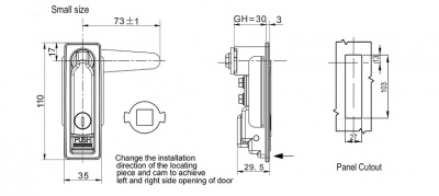 Замок с поворотной ручкой кнопочный 2442