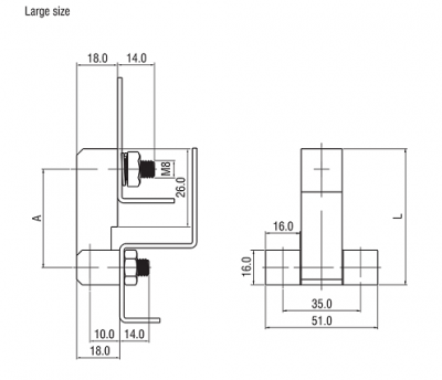 Петля боковая шарнирная М8 хром (три кубика с удлиненным центром) 4414 - большая