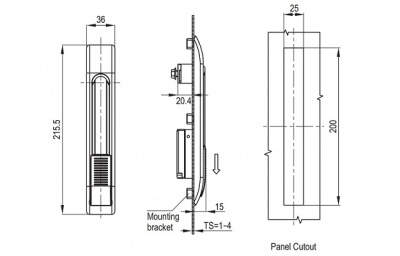 Замок с поворотной ручкой 2216