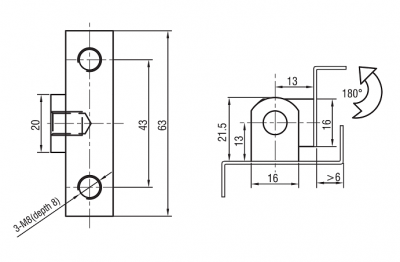 Петля угловая большая хром 4632