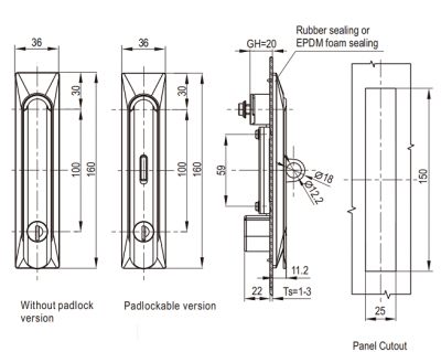 Замок с поворотной ручкой 2402