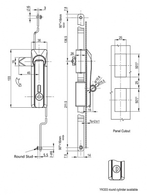 Замок 2206 с механизмом тяг ШТВ-18-36-У