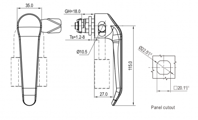 Замок-ручка из нержавеющей стали с отверстием под навесной замок