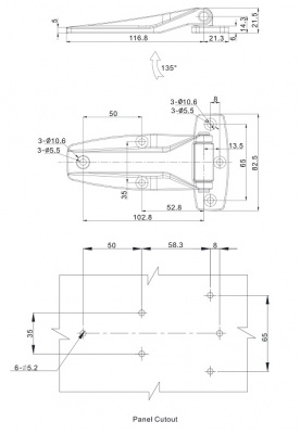 Петля накладная 138,1х82,5 М5 SUS304 4274