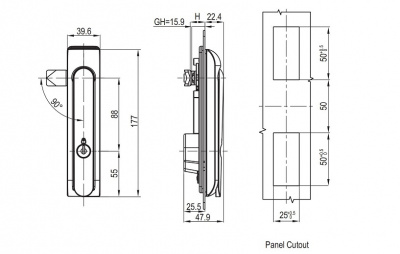 Замок с поворотной ручкой 2414