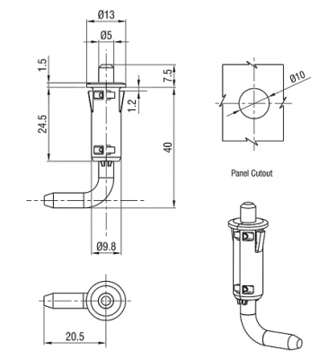 Петля с пружиной, полиамидная 4828