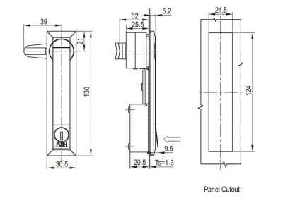 Замок с поворотной ручкой 2210