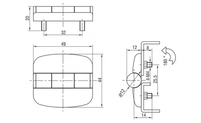 Петля накладная 44х49 черная 4208