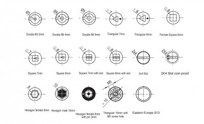 Замок на четверть поворота 2802 ключ вертушка