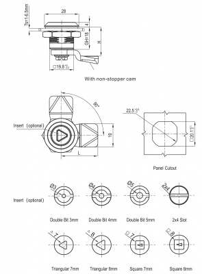 Замок на четверть поворота 2930 - виброустойчивый с внутренним ограничителем