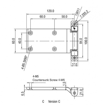 Петля накладная 120х60 ярмо 100 М5 черная 4242