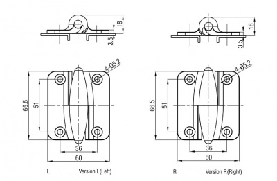 Петля накладная 66,5х60 М5 черная 4230