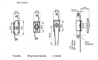 Замок с механизмом тяг 2246 Т L образная рукоятка