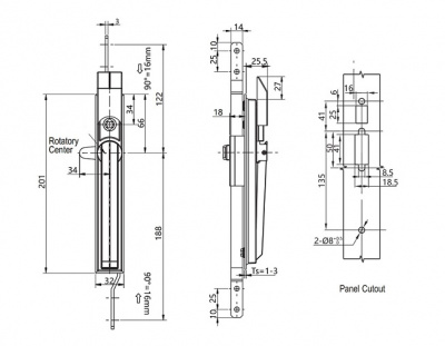 Замок с механизмом тяг 2220