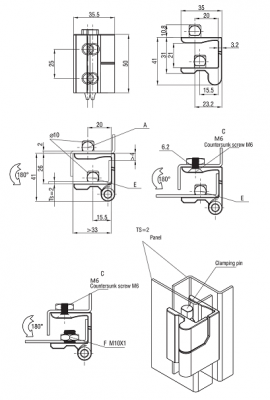 Петля угловая черная 4616