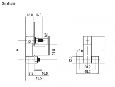 Петля боковая шарнирная М6 хром (три кубика с удлиненным центром) 4414 - малая