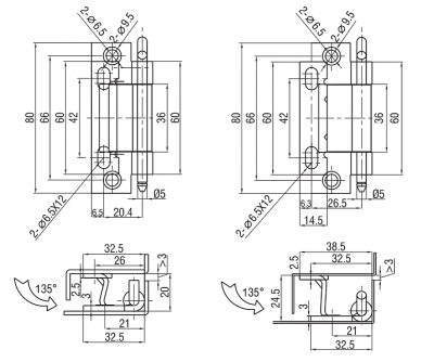 Петля потайная 4814 цинк 80х32,5