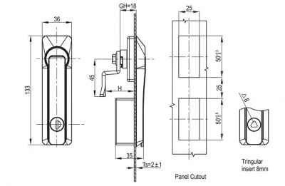 Замок ЦМО с поворотной ручкой ШТВ-Н-И