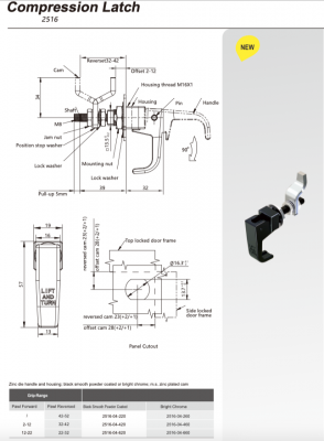 Замок компрессионный с L образной ручкой 2516