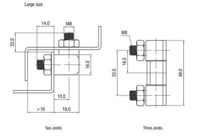 Петля боковая шарнирная М8 хром 4414 - большая
