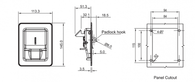 Замок-защелка клавишный 3404