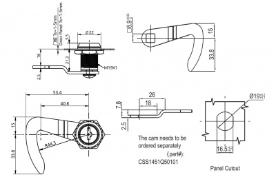 Замок на четверть поворота 2902 под английский ключ