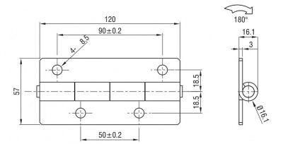 Петля накладная 57х120 М8 4266