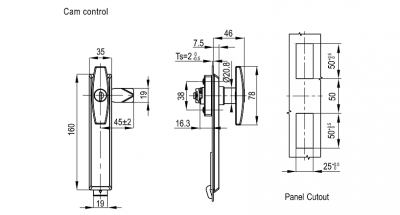 Замок с механизмом тяг 2246 Т L образная рукоятка