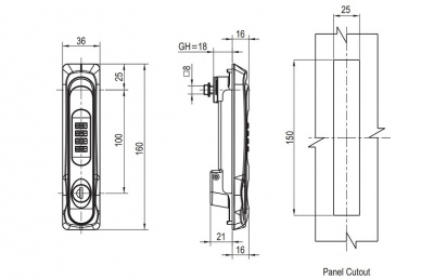 Замок с поворотной ручкой 2416