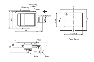 Замок-защелка клавишный 3418