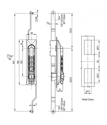 Замок с механизмом тяг 2228