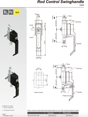 Замок-ручка с механизмом 2264 L образная ручка