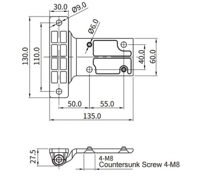 Петля накладная 135х60 ярмо 130 М8 черная 4244