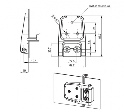 Петля накладная 93,7х62,2 М5 черная 4226