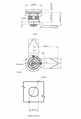 Замок на четверть поворота 2896 виброустойчивый