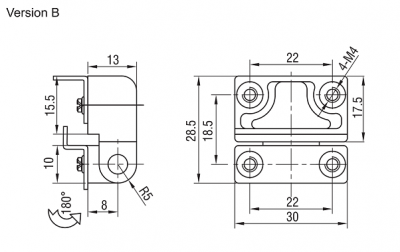 Петля угловая черная 4630