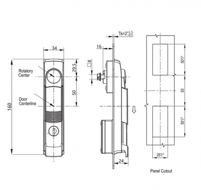 Замок с поворотной ручкой 2204