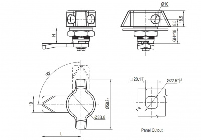 Замок  на четверть поворота 2870 - ручка-барашек