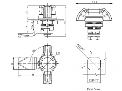 Замок на четверть поворота 2808